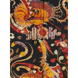 CURRENT cardigan pajama with dragon and phoenix print in multicolored silk and spandex for women