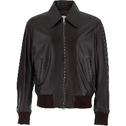 ZIPPED JACKET with high collar and long sleeves in Tech Fabric Brown Men