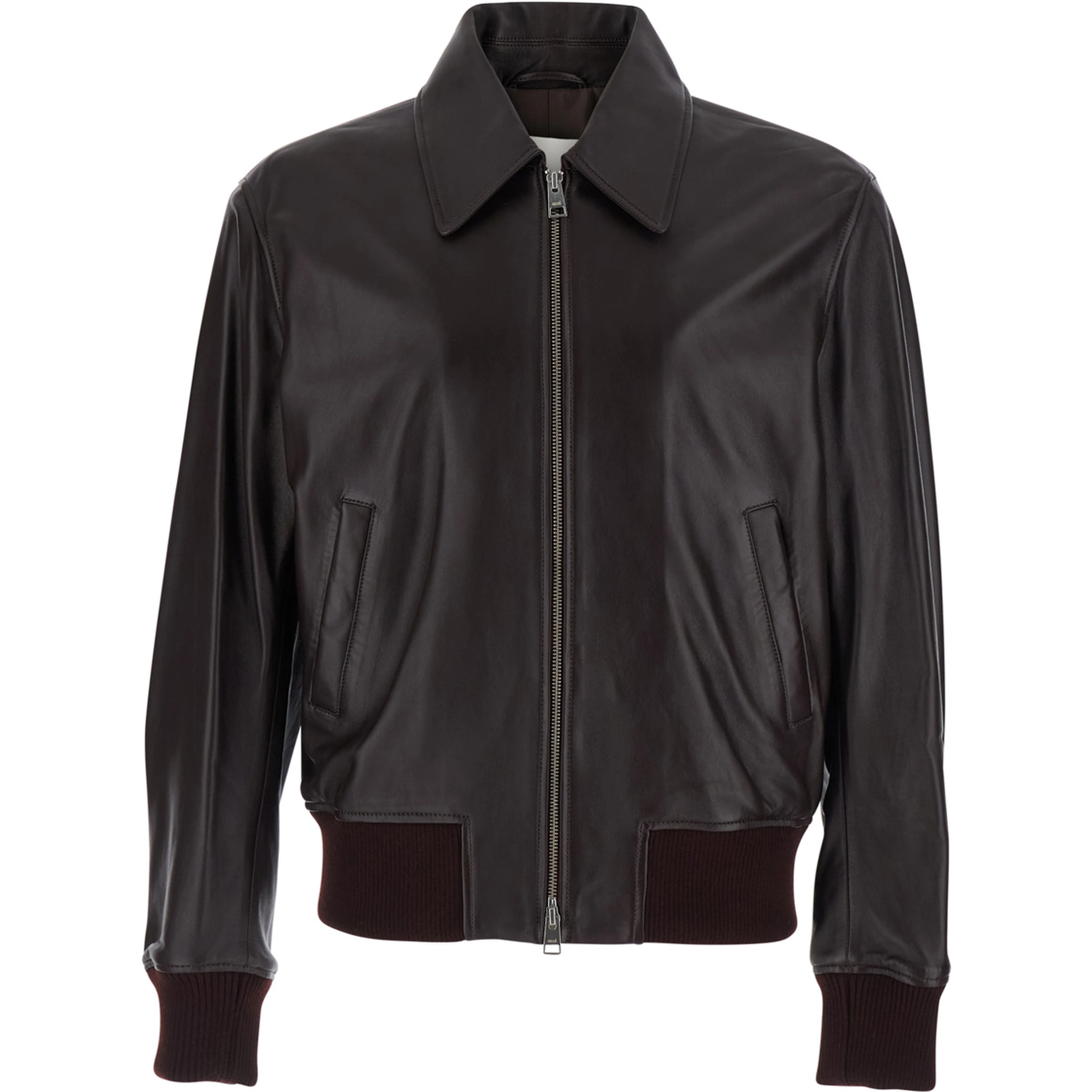 ZIPPED JACKET with high collar and long sleeves in Tech Fabric Brown Men