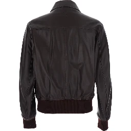 ZIPPED JACKET with high collar and long sleeves in Tech Fabric Brown Men