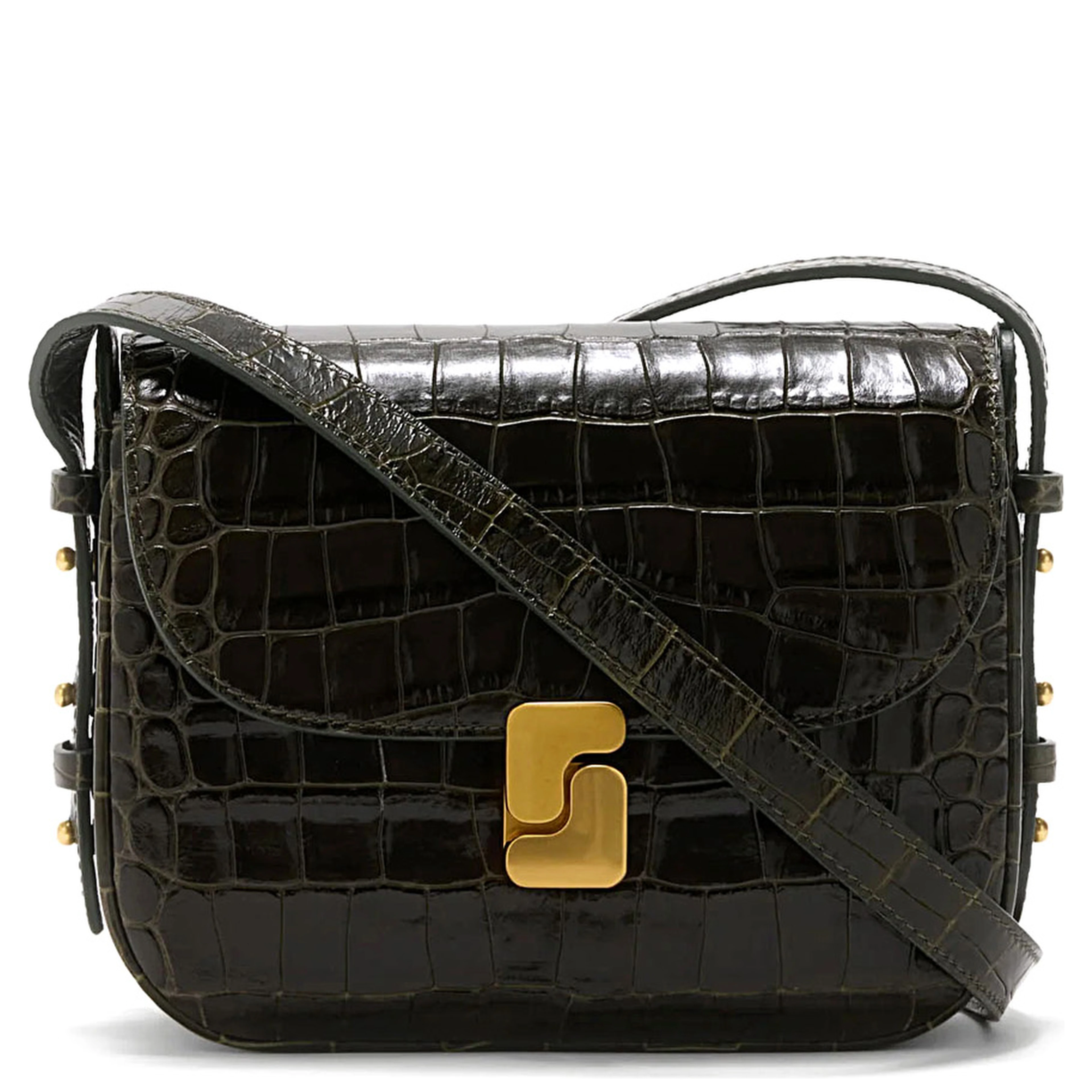 BELLISSIMA MINI is a green leather crossbody bag for women