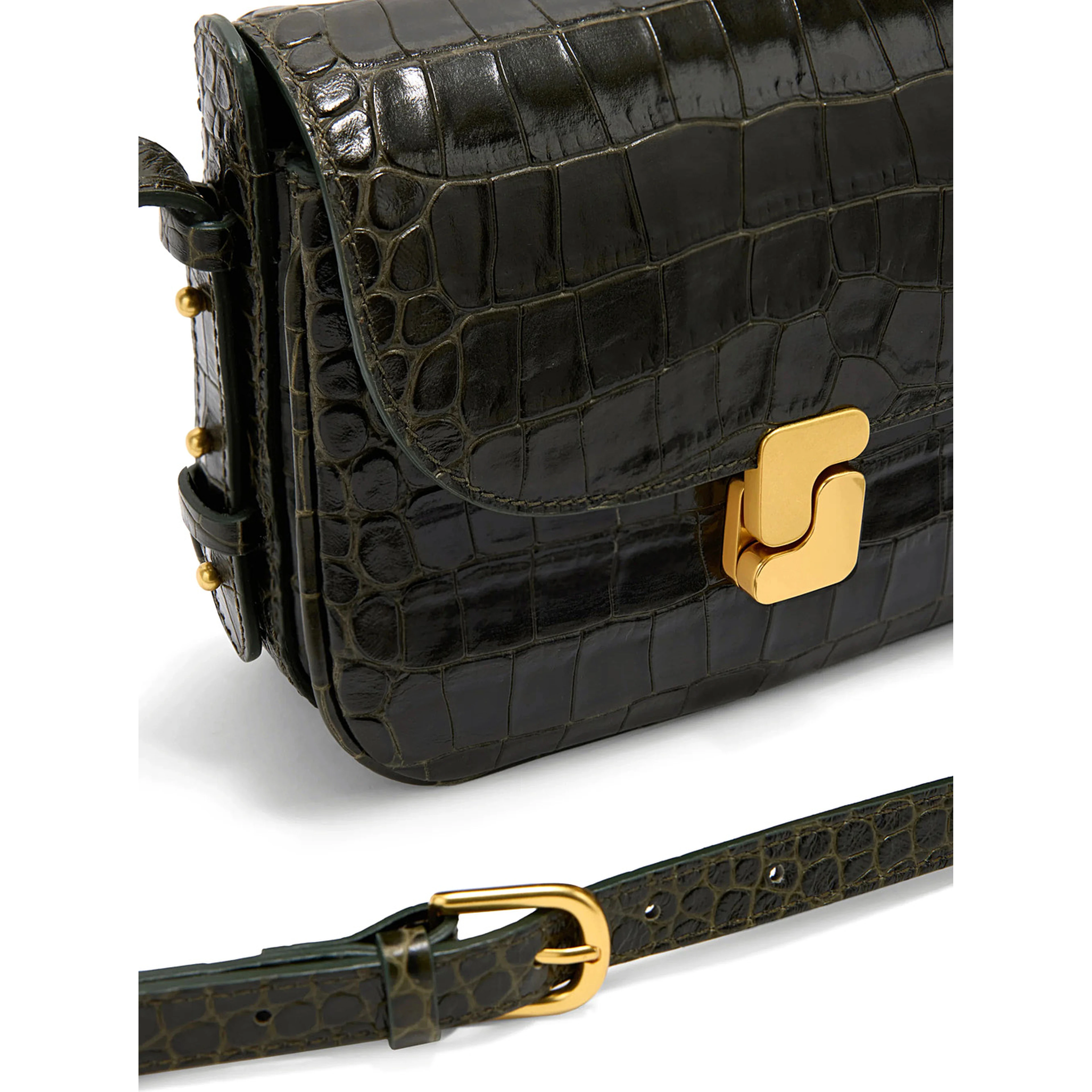 BELLISSIMA MINI is a green leather crossbody bag for women