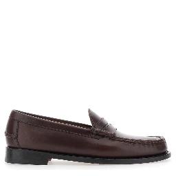 Loafers FERRARA in smooth leather with brown rubber sole for men