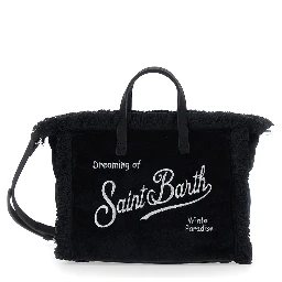 Womens black mini handbag with shoulder strap in Tech Fabric