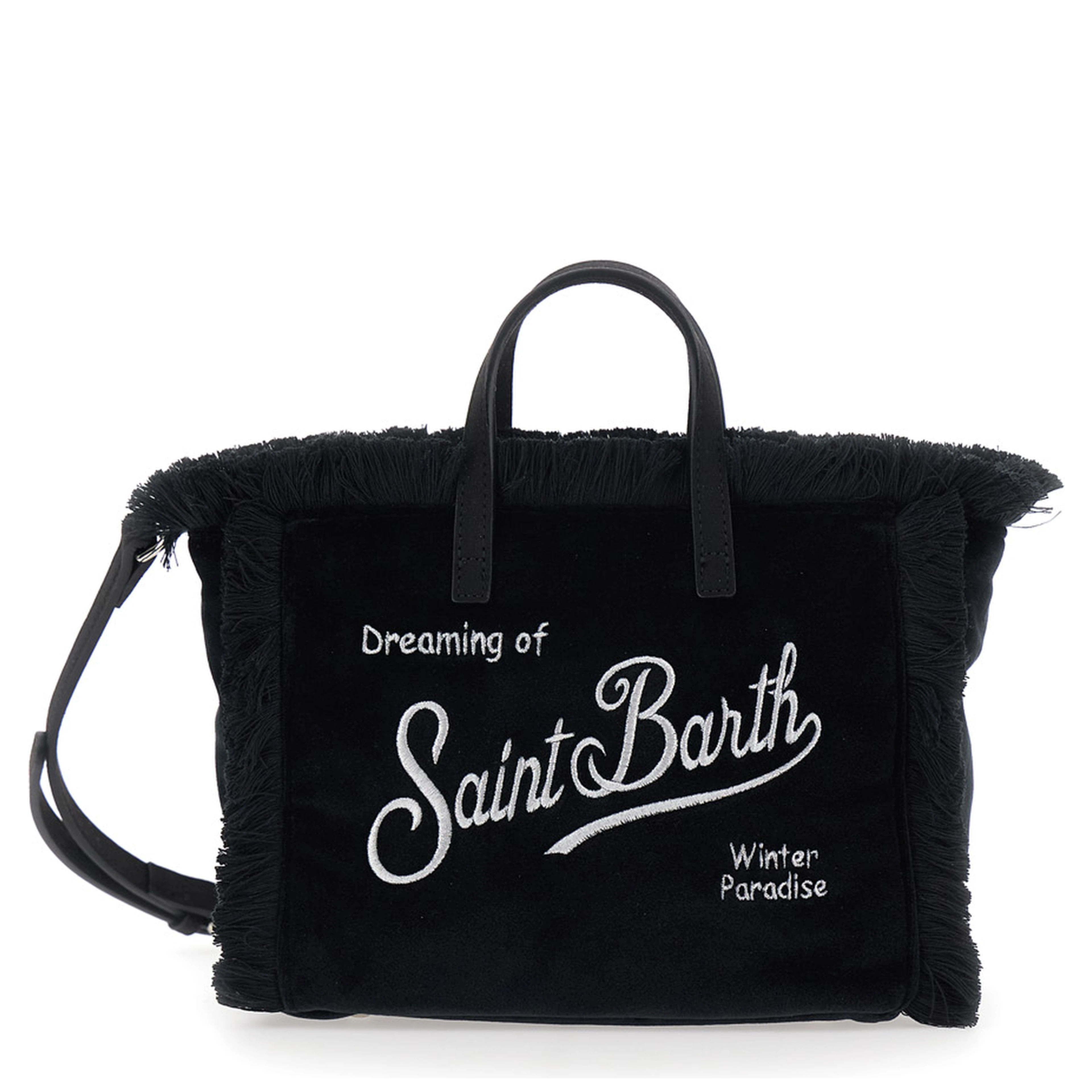 Womens black mini handbag with shoulder strap in Tech Fabric