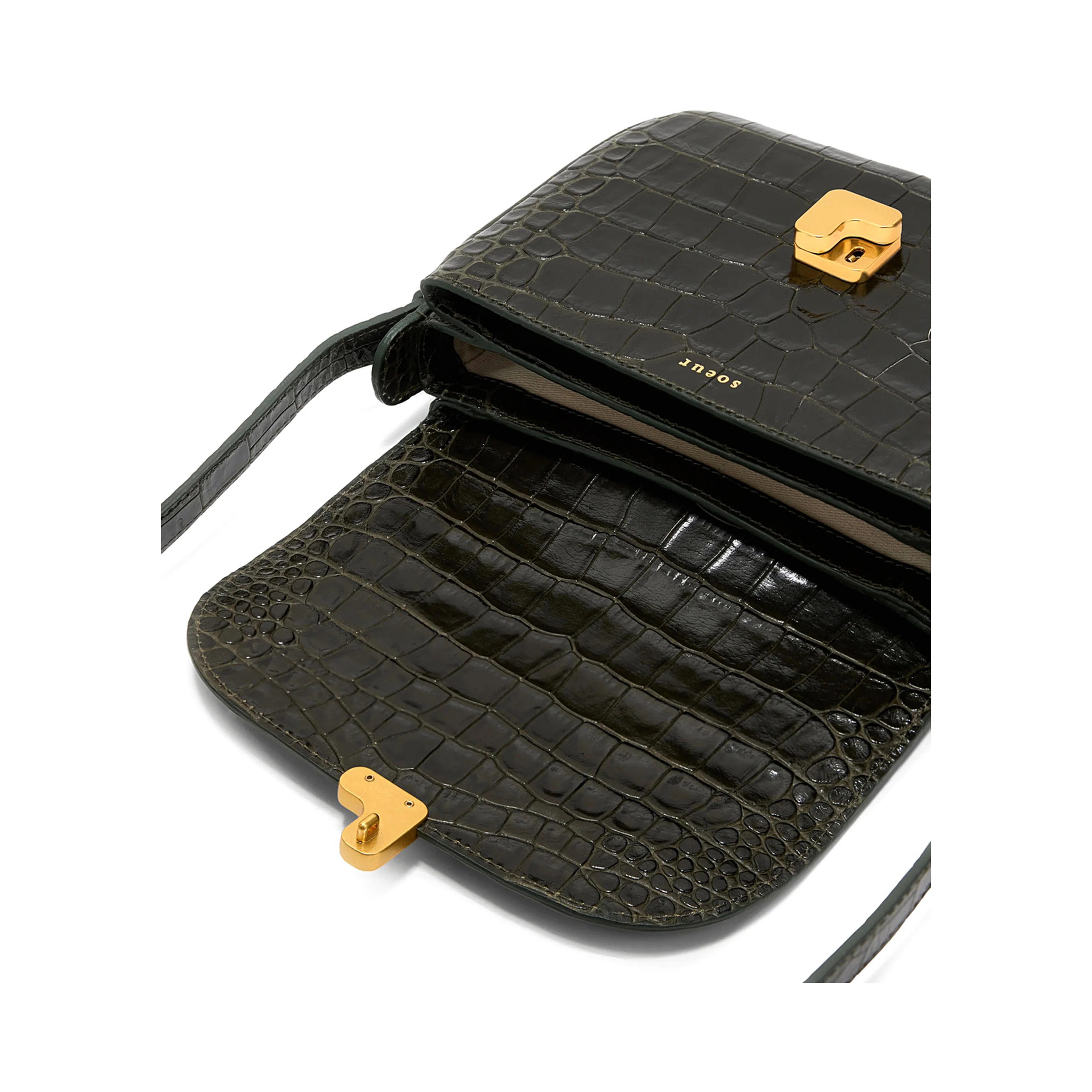 BELLISSIMA MINI is a green leather crossbody bag for women