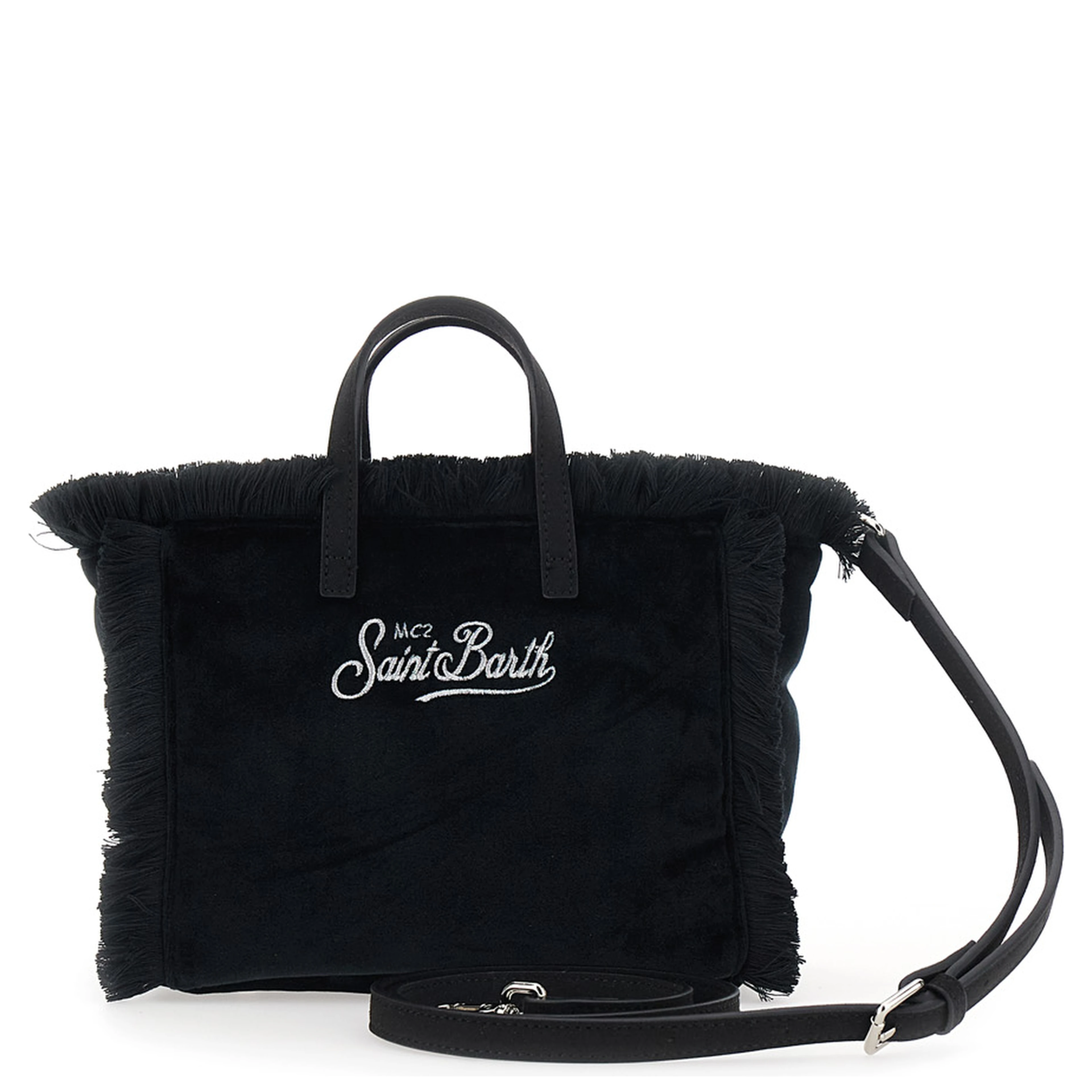 Womens black mini handbag with shoulder strap in Tech Fabric