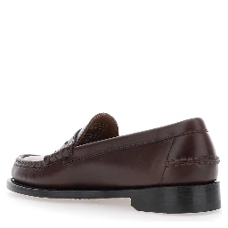 Loafers FERRARA in smooth leather with brown rubber sole for men