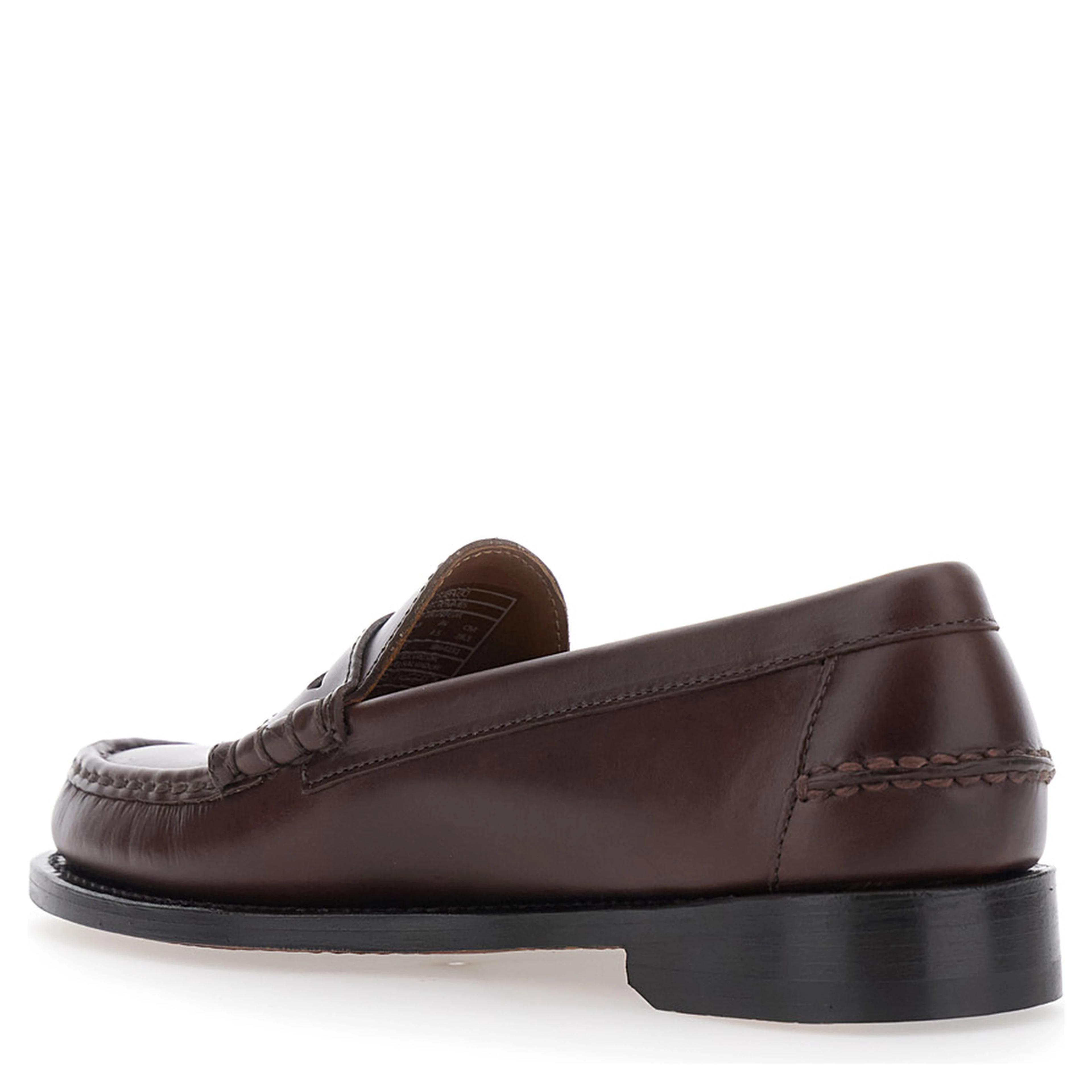 Loafers FERRARA in smooth leather with brown rubber sole for men