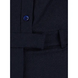 Blue Jumpsuit with Classic Collar and Button Closure in Fabric for Women