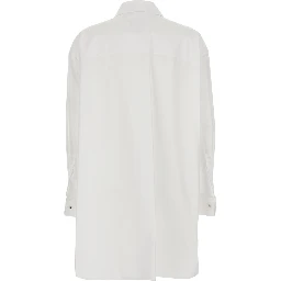White Cotton Long Sleeve Collar Blouse for Women