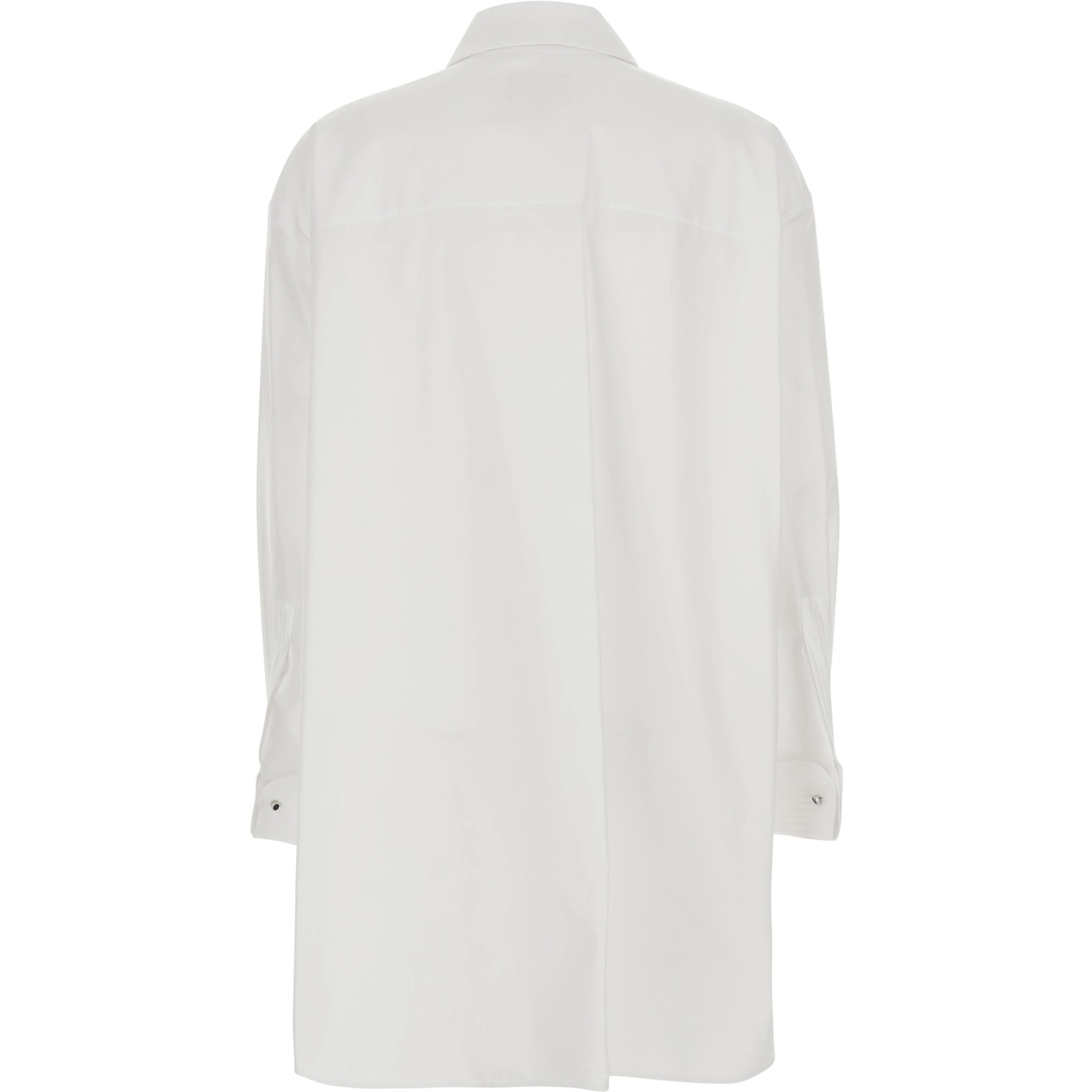 White Cotton Long Sleeve Collar Blouse for Women