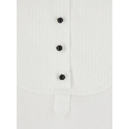 White Cotton Long Sleeve Collar Blouse for Women