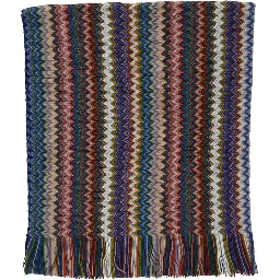 Brown Scarf with Zig Zag Motif in Wool and Acrylic for Women