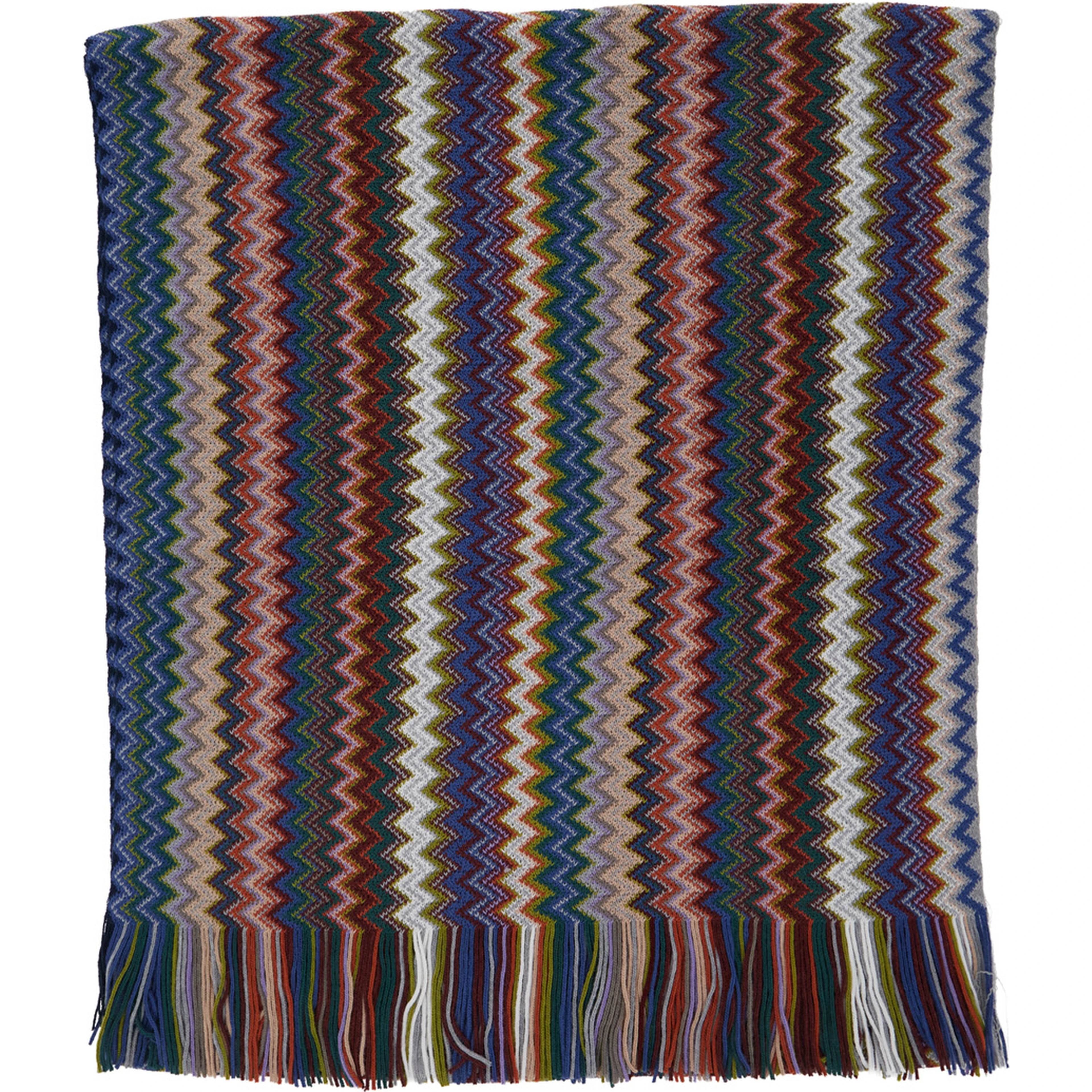 Brown Scarf with Zig Zag Motif in Wool and Acrylic for Women