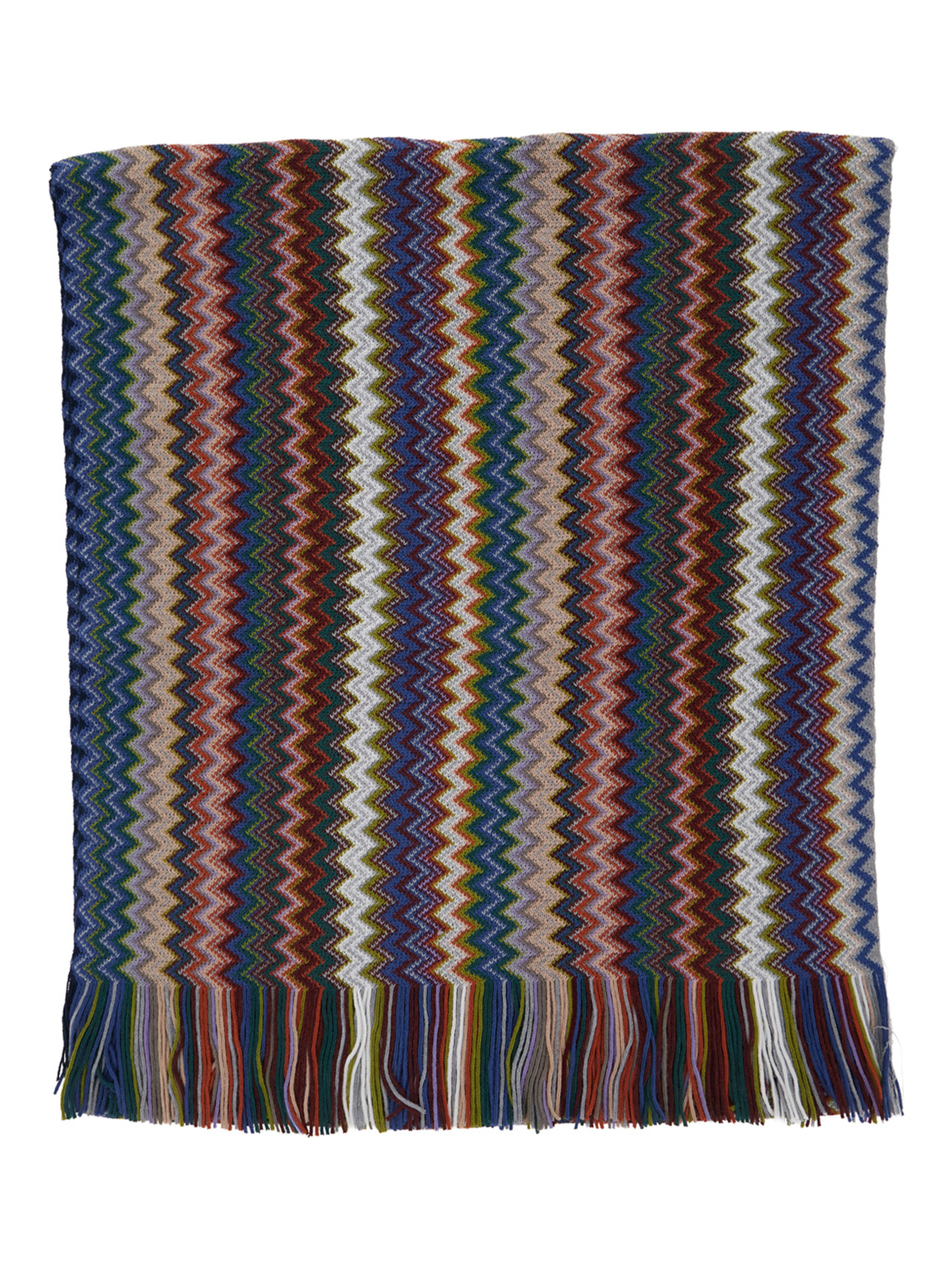 Brown Scarf with Zig Zag Motif in Wool and Acrylic for Women