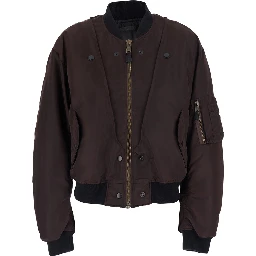 Brown Jacket with Reversible Design and Pocket on the Sleeve in Tech Fabric Women