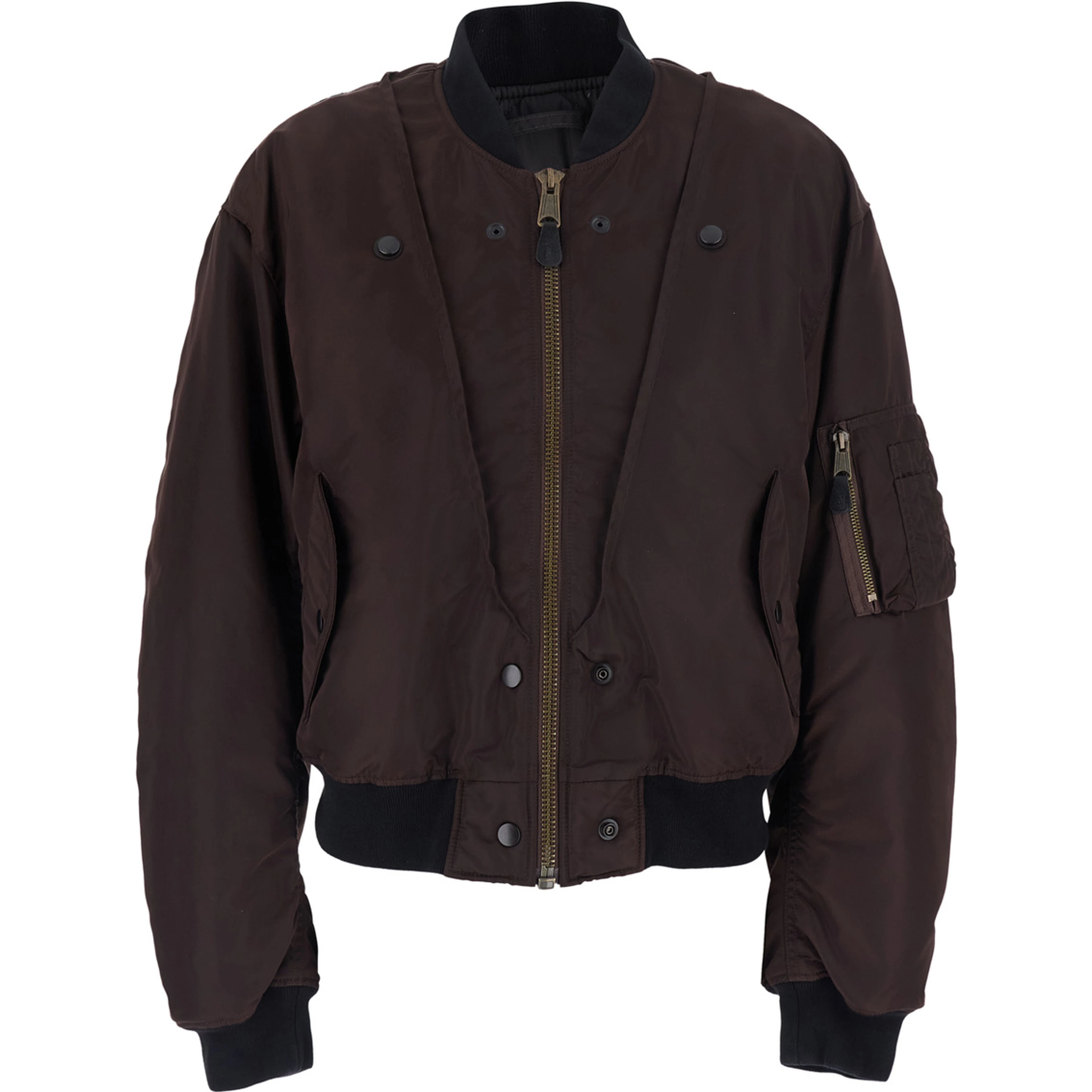 Brown Jacket with Reversible Design and Pocket on the Sleeve in Tech Fabric Women