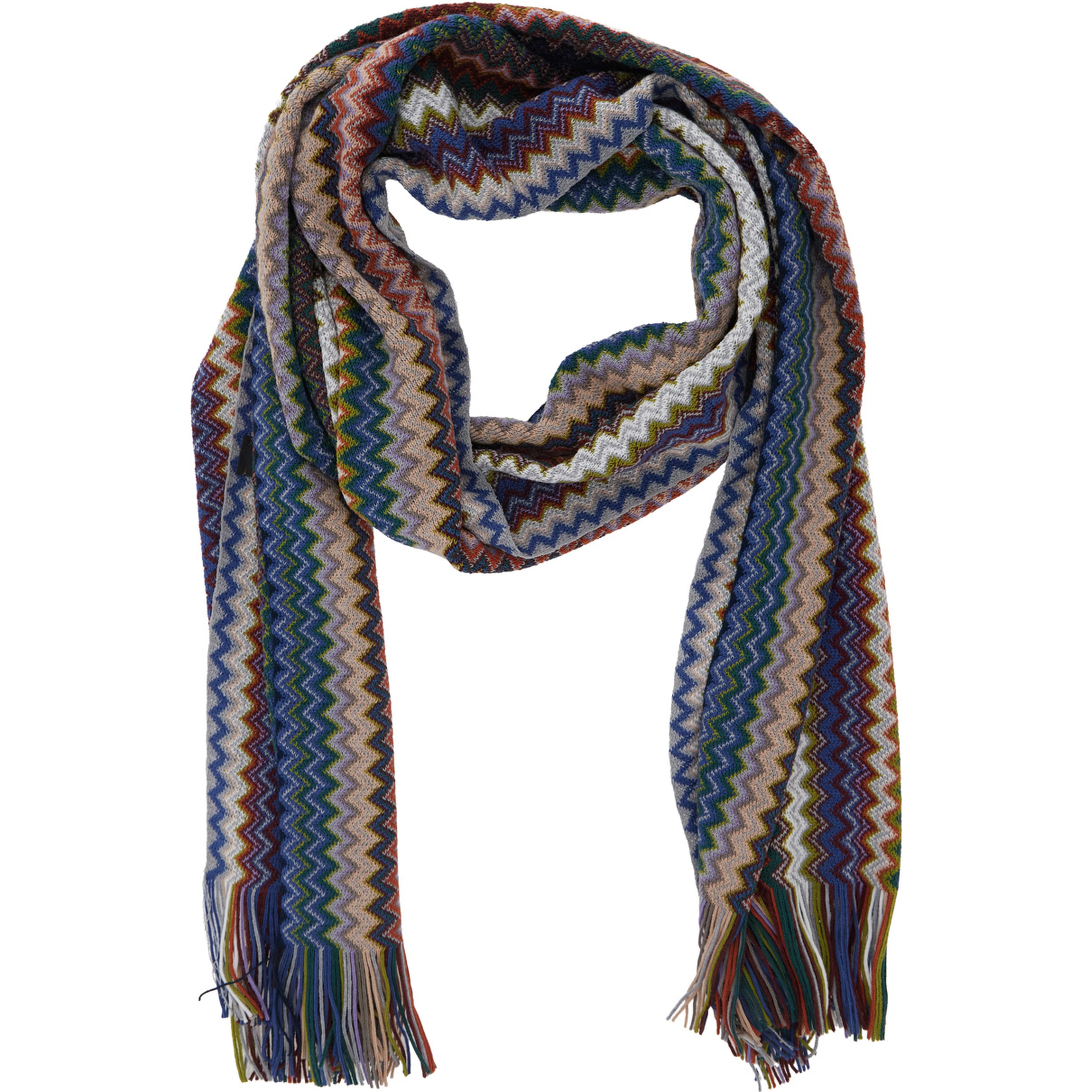 Brown Scarf with Zig Zag Motif in Wool and Acrylic for Women