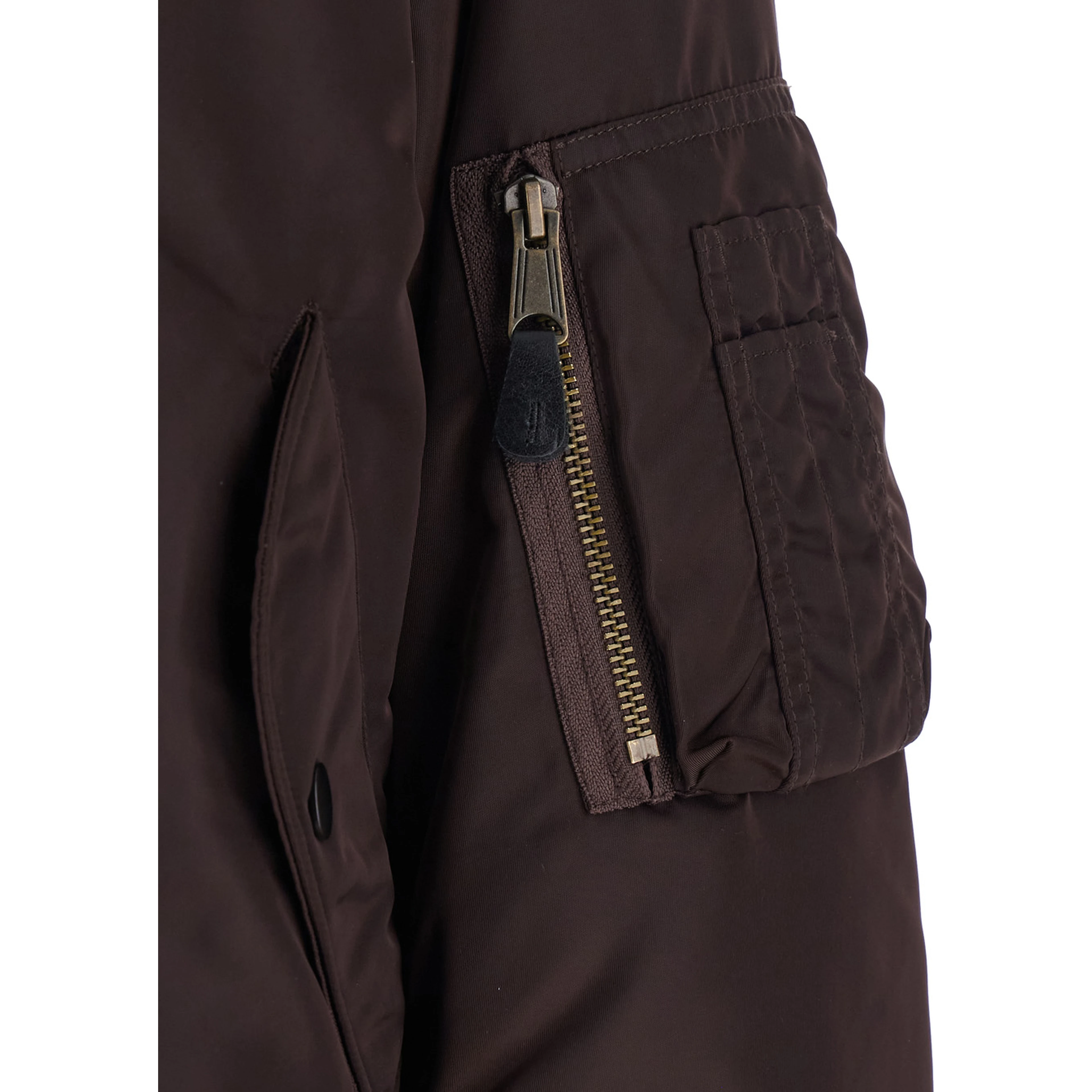 Brown Jacket with Reversible Design and Pocket on the Sleeve in Tech Fabric Women