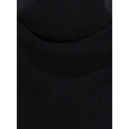 Black womens top with high neck and slits in Tech Fabric