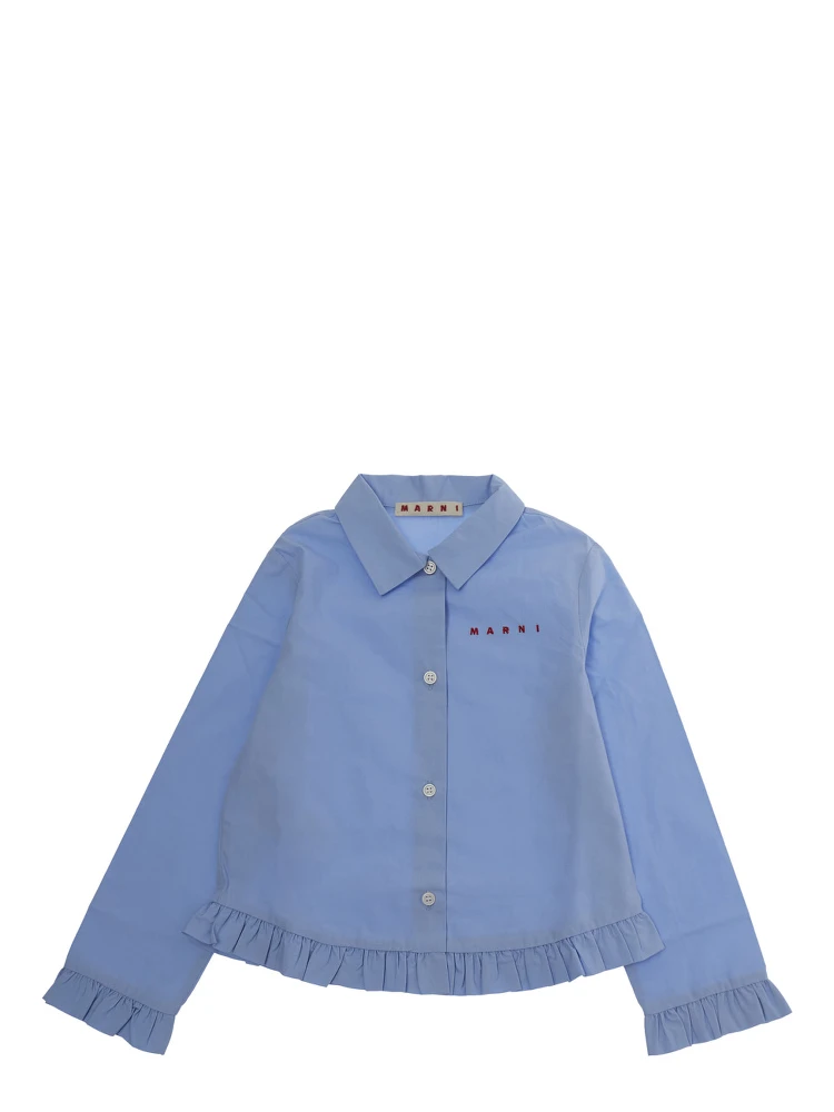 Shirt M01948M00UWMC135F0M863 with collar and long sleeves in Blue Cotton for Girl