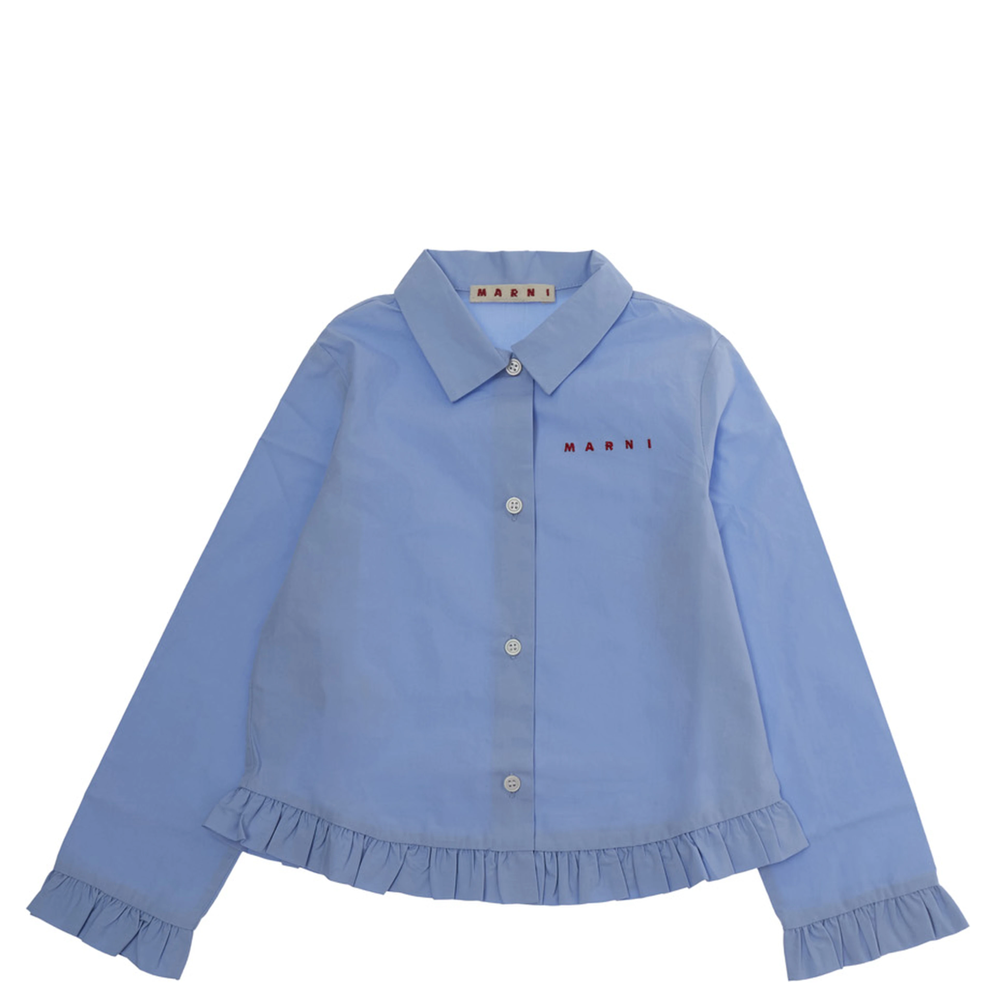 Shirt M01948M00UWMC135F0M863 with collar and long sleeves in Blue Cotton for Girl