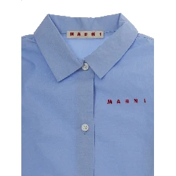 Shirt M01948M00UWMC135F0M863 with collar and long sleeves in Blue Cotton for Girl