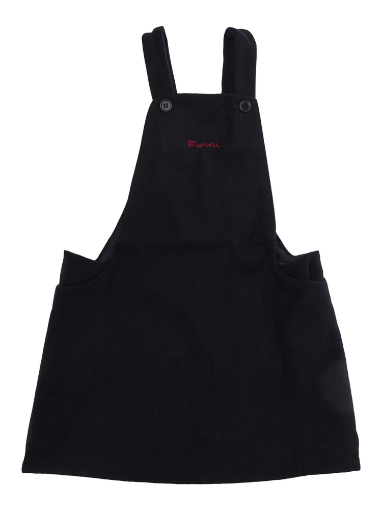Dress M01847M00XKMD339F0M862 with round neckline and long sleeves in blue wool and polyamide for Girl