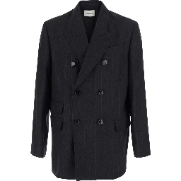 DOUBLE BREASTED BOXY FIT BLAZER with double-breasted and tailoring details in polyester Gray Men