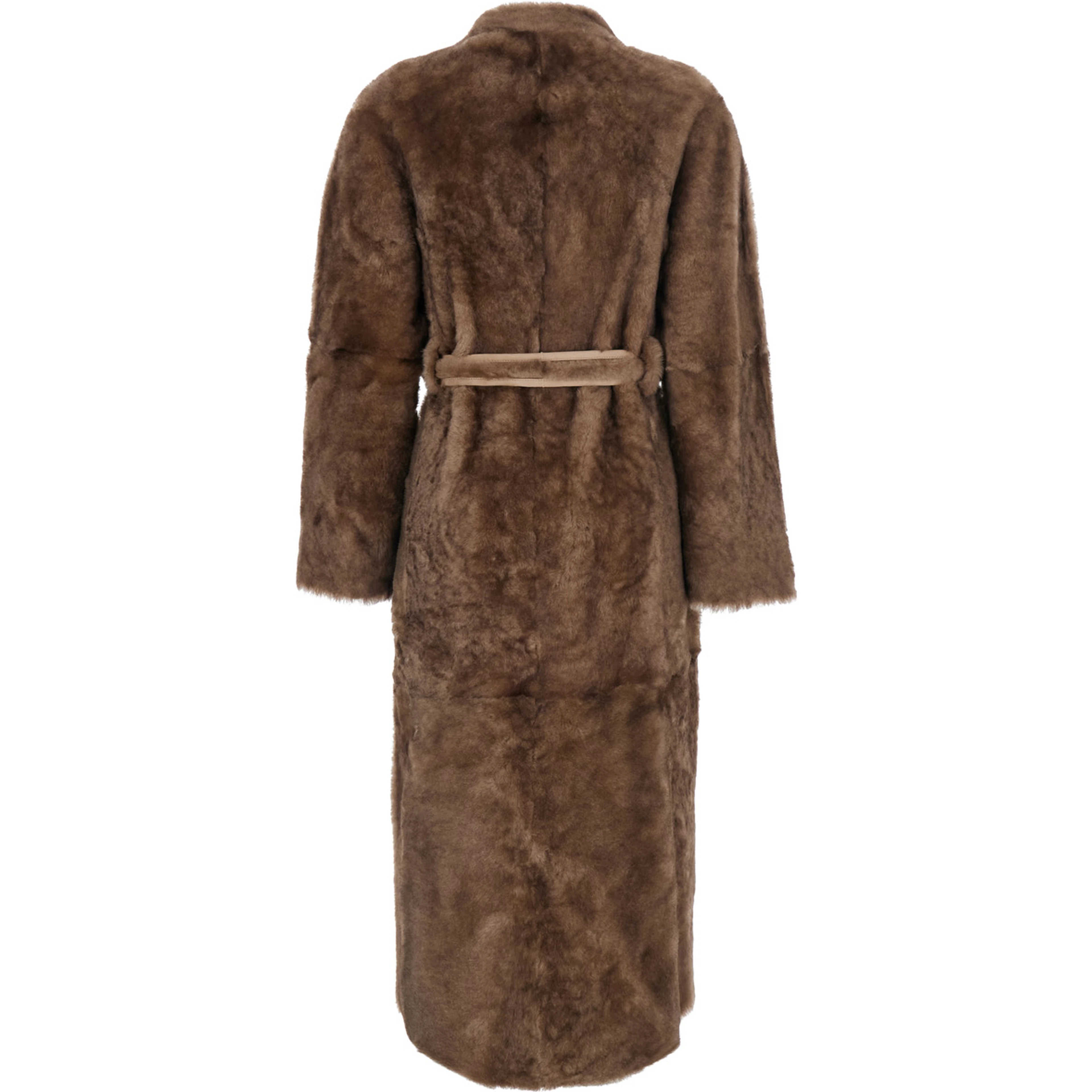 Davos Beige Shearling Coat with Belt Closure in Fur for Women