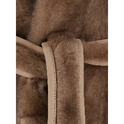 Davos Beige Shearling Coat with Belt Closure in Fur for Women