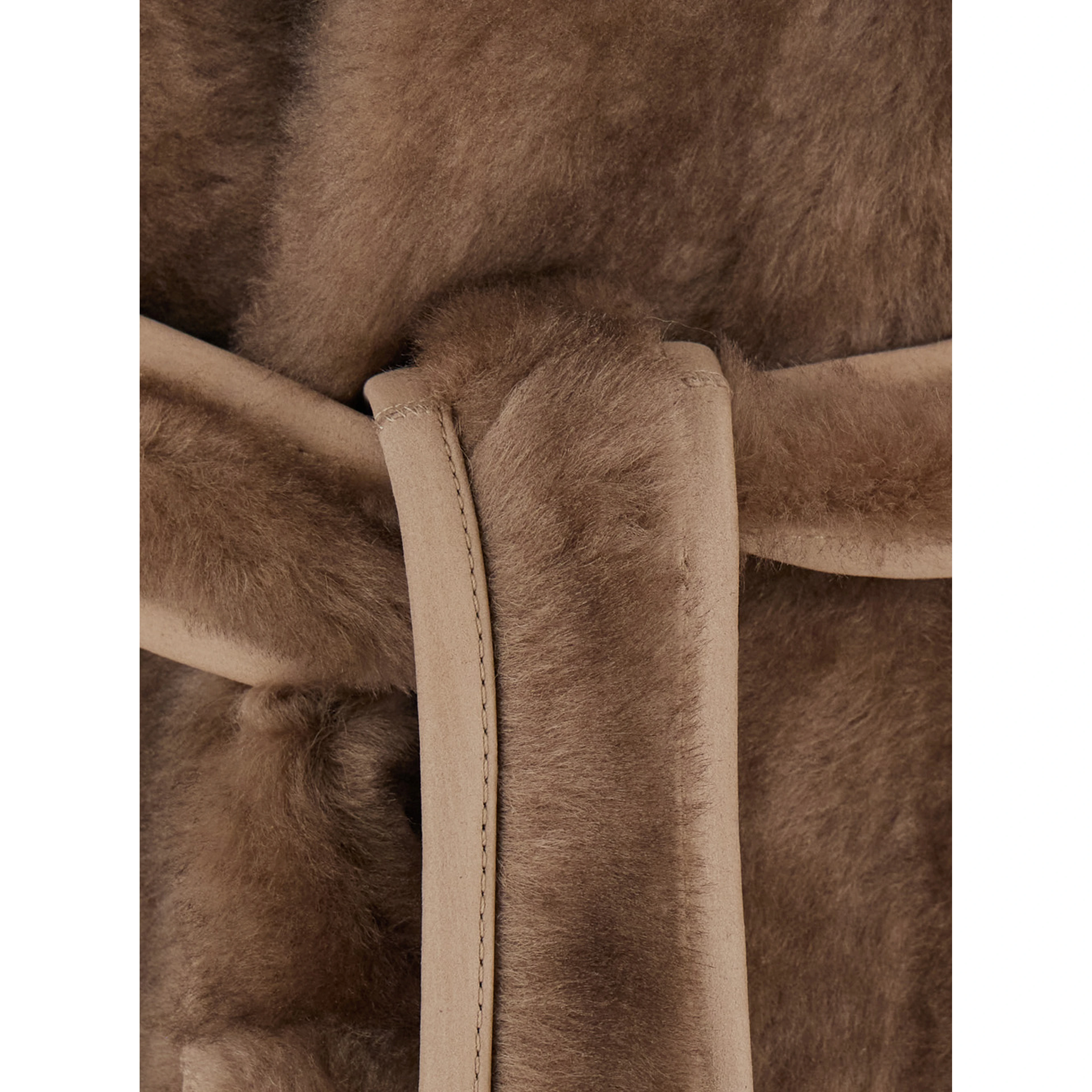 Davos Beige Shearling Coat with Belt Closure in Fur for Women