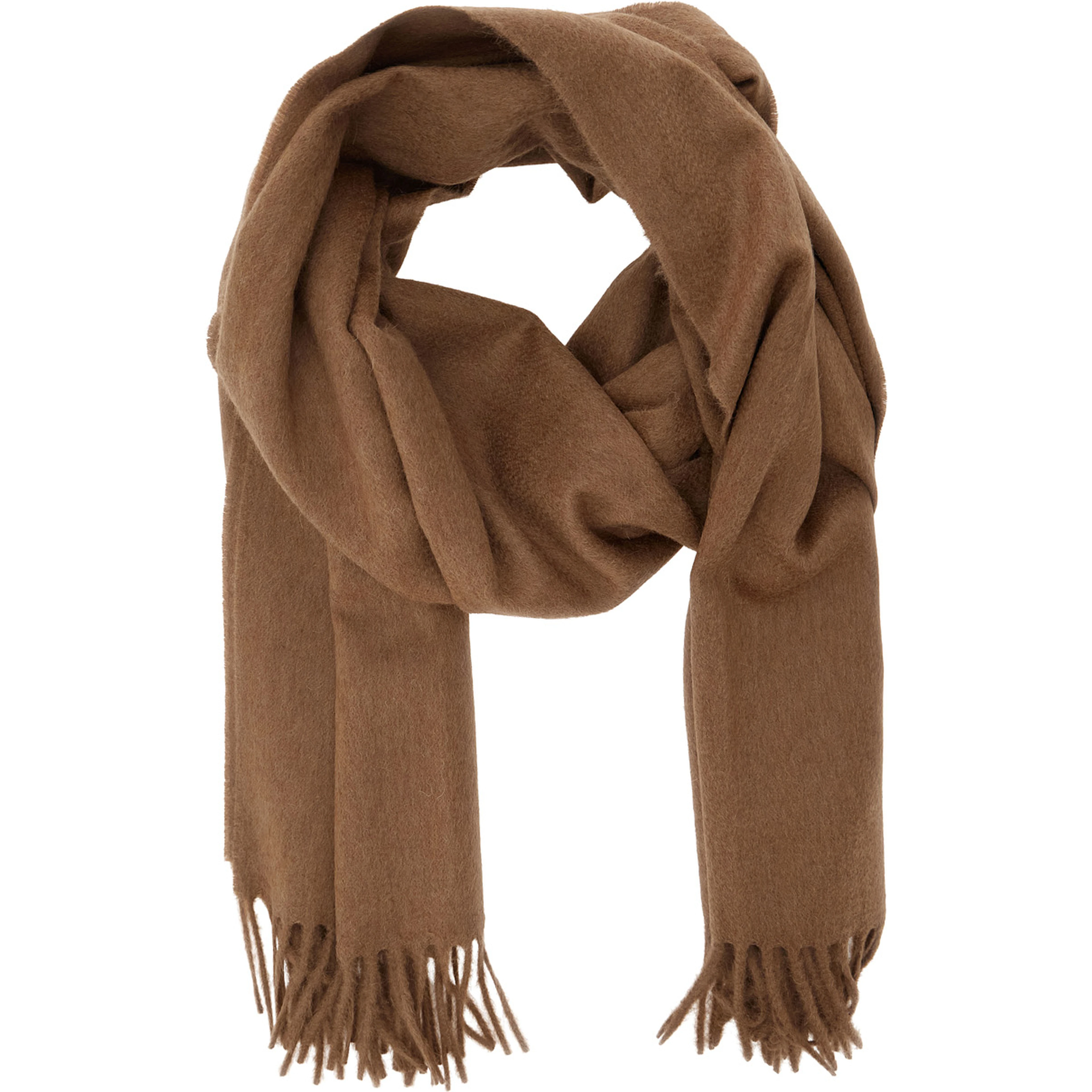 Tartan scarf with elegant details in mixed fabric and beige for women