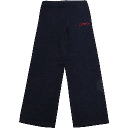 Pants with pockets and ribbed hems in blue wool and acrylic for boy