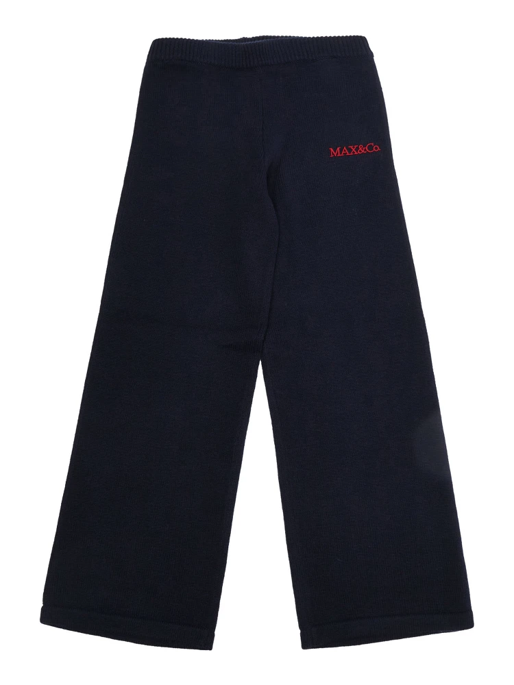 Pants with pockets and ribbed hems in blue wool and acrylic for boy