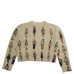 White long-sleeve round-neck sweater in wool and nylon for Girl