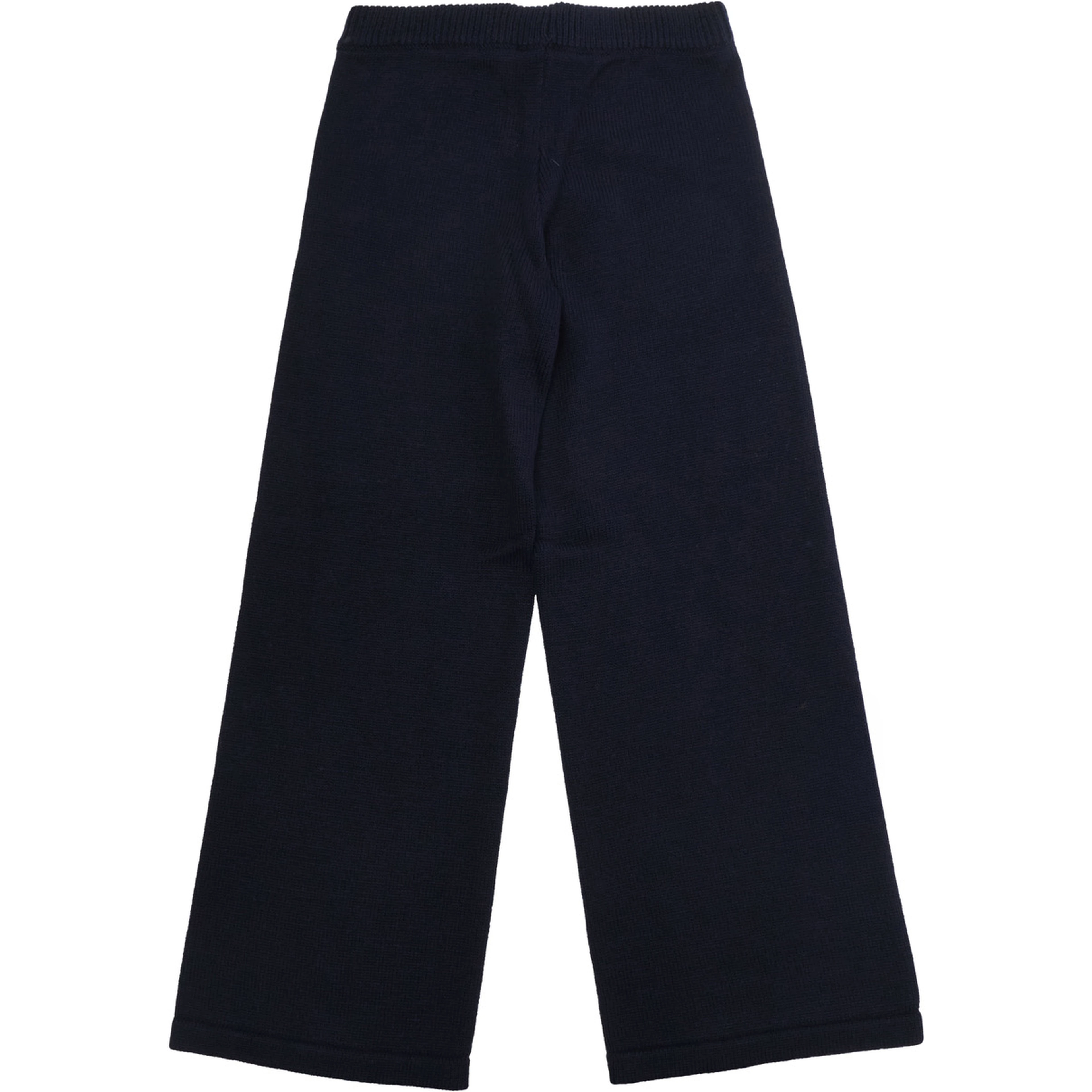 Pants with pockets and ribbed hems in blue wool and acrylic for boy