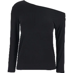 Top with Off Shoulder Design in Black Tech Fabric for Women