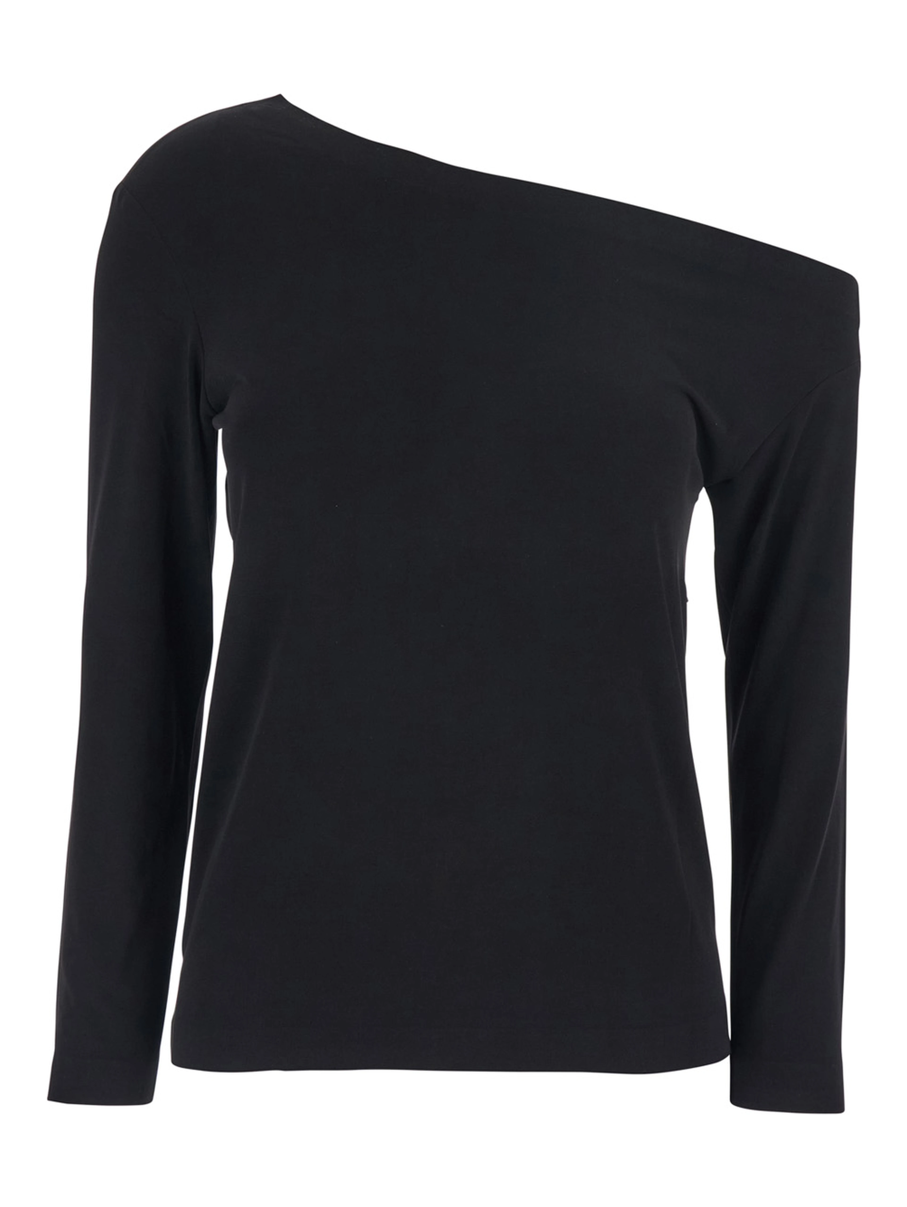 Top with Off Shoulder Design in Black Tech Fabric for Women