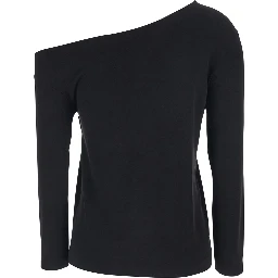 Top with Off Shoulder Design in Black Tech Fabric for Women