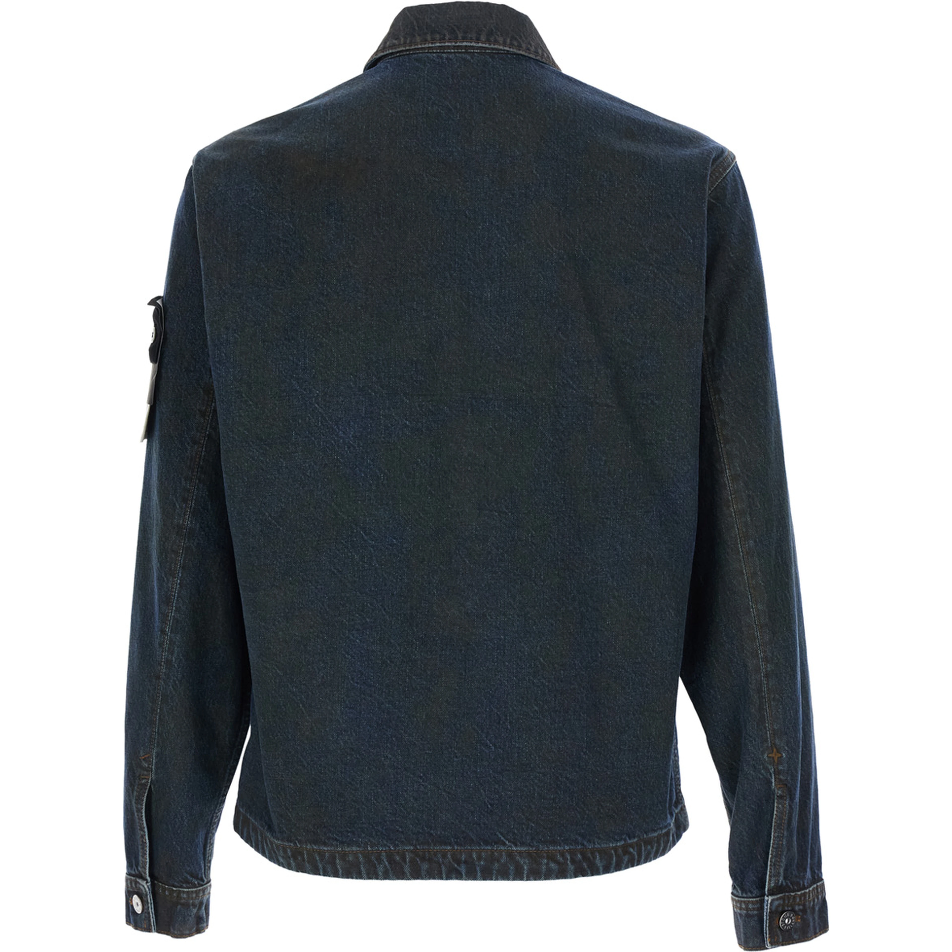Brown Denim Biker Jacket with Long Sleeves and Front Closure, Men