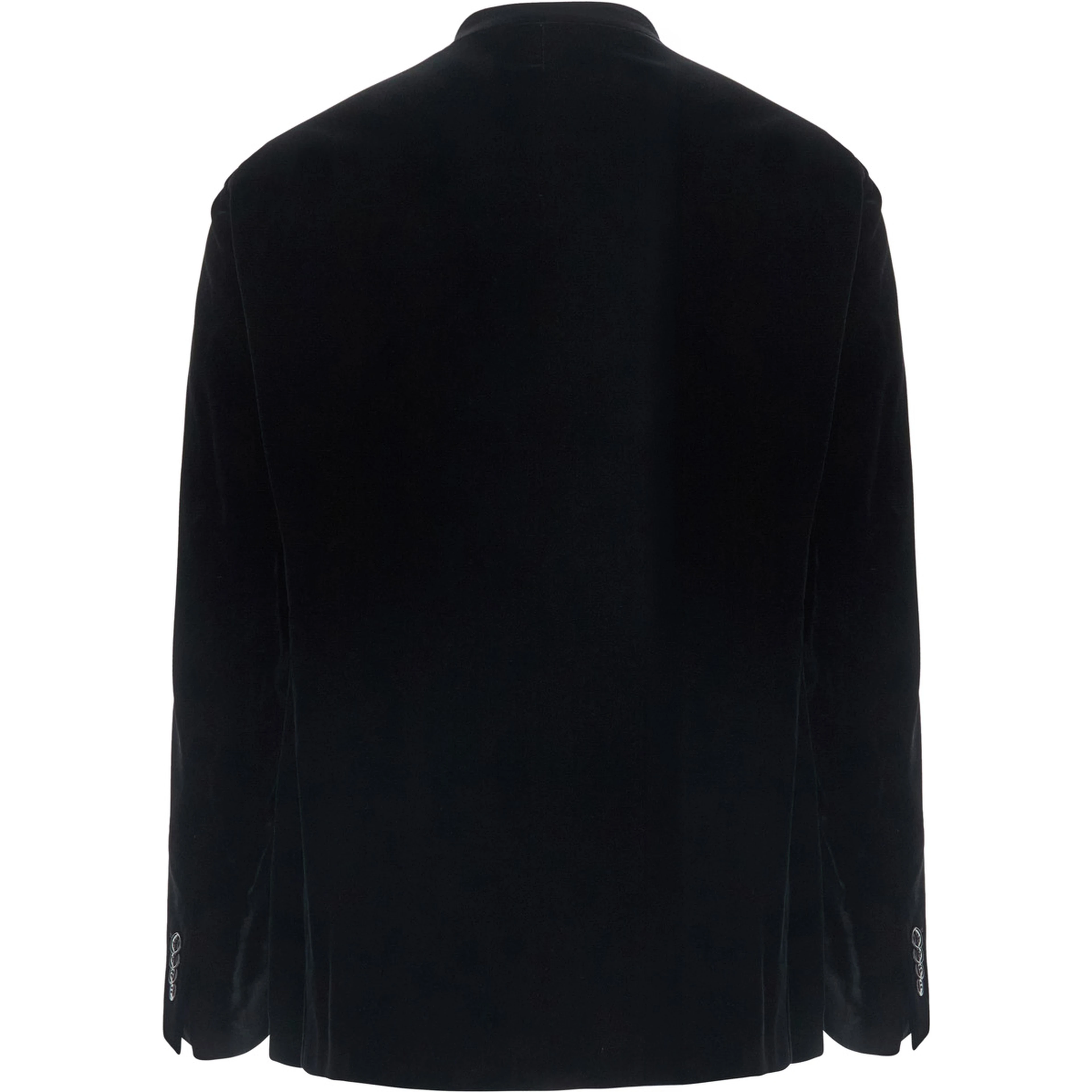 Black Jacket without collar with button closure on the front in velvet for men