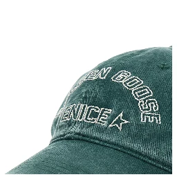 Hat JOURNEY with Golden Venice logo in green twill cotton unisex