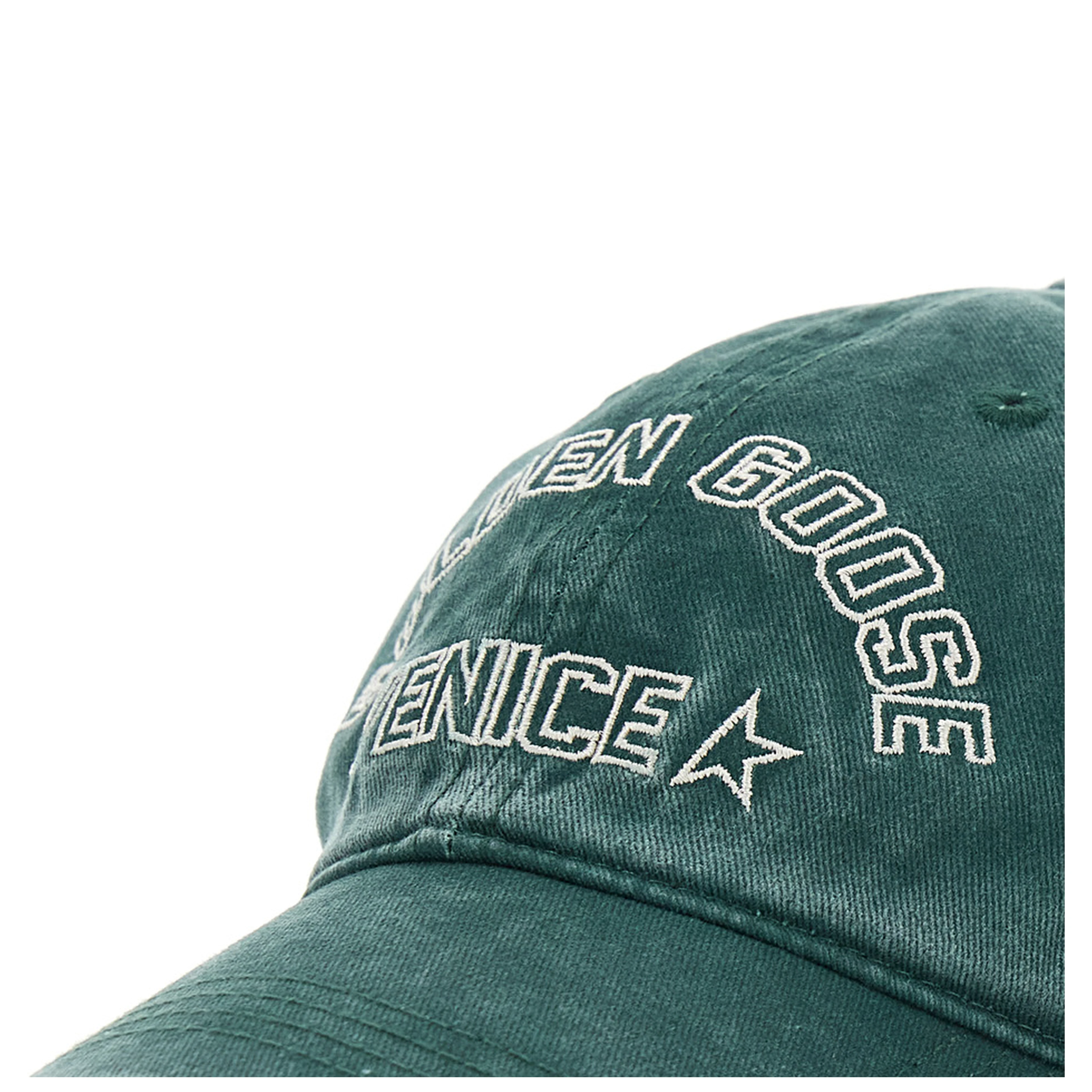 Hat JOURNEY with Golden Venice logo in green twill cotton unisex