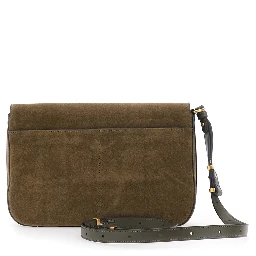 Shoulder Bag with Suede Details Green Women