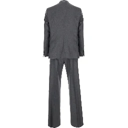 Single-breasted jacket and pants suit with piping and pleats in gray for men