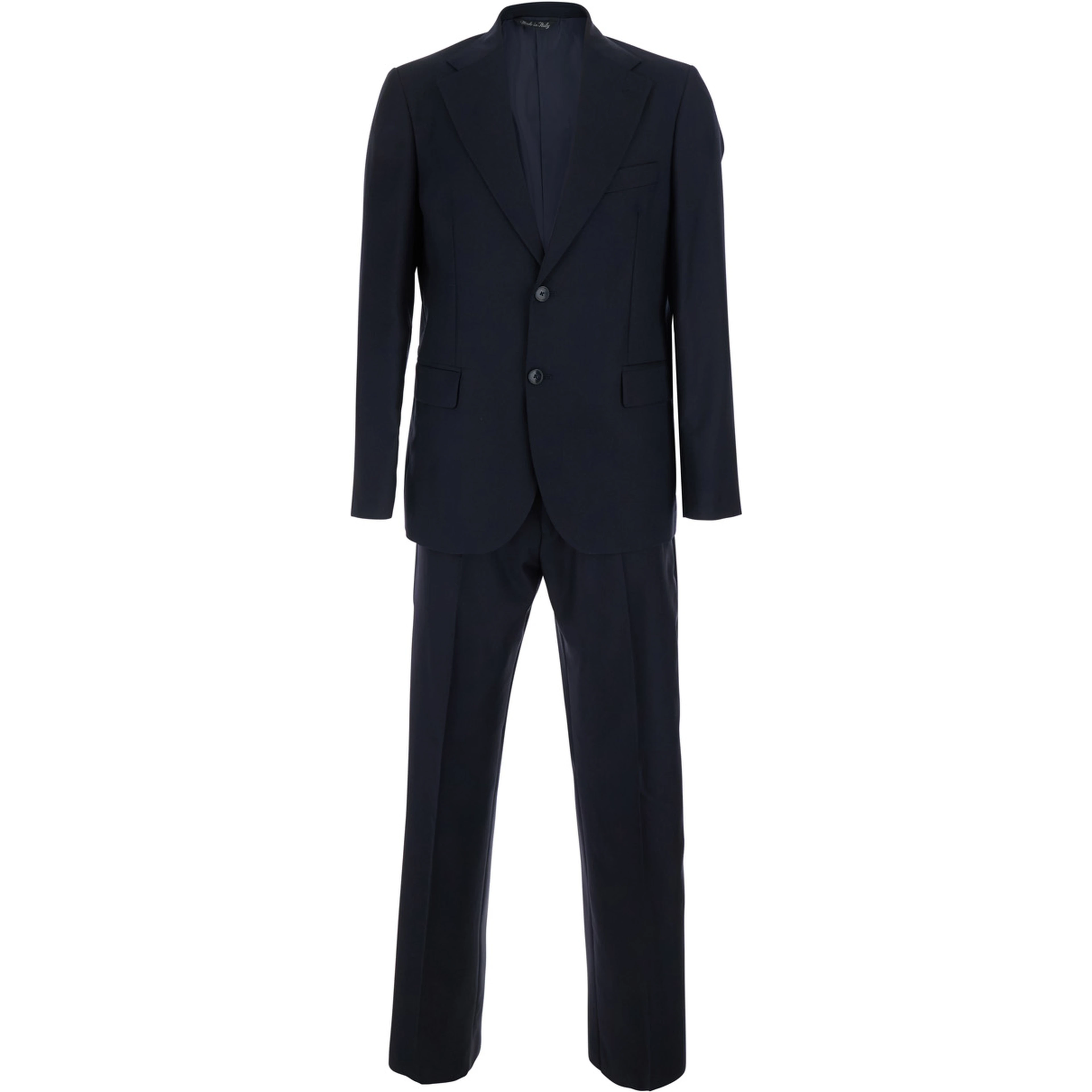 Single-breasted Jacket and Pants with Piping and Pleats in Tech Fabric Blue Men