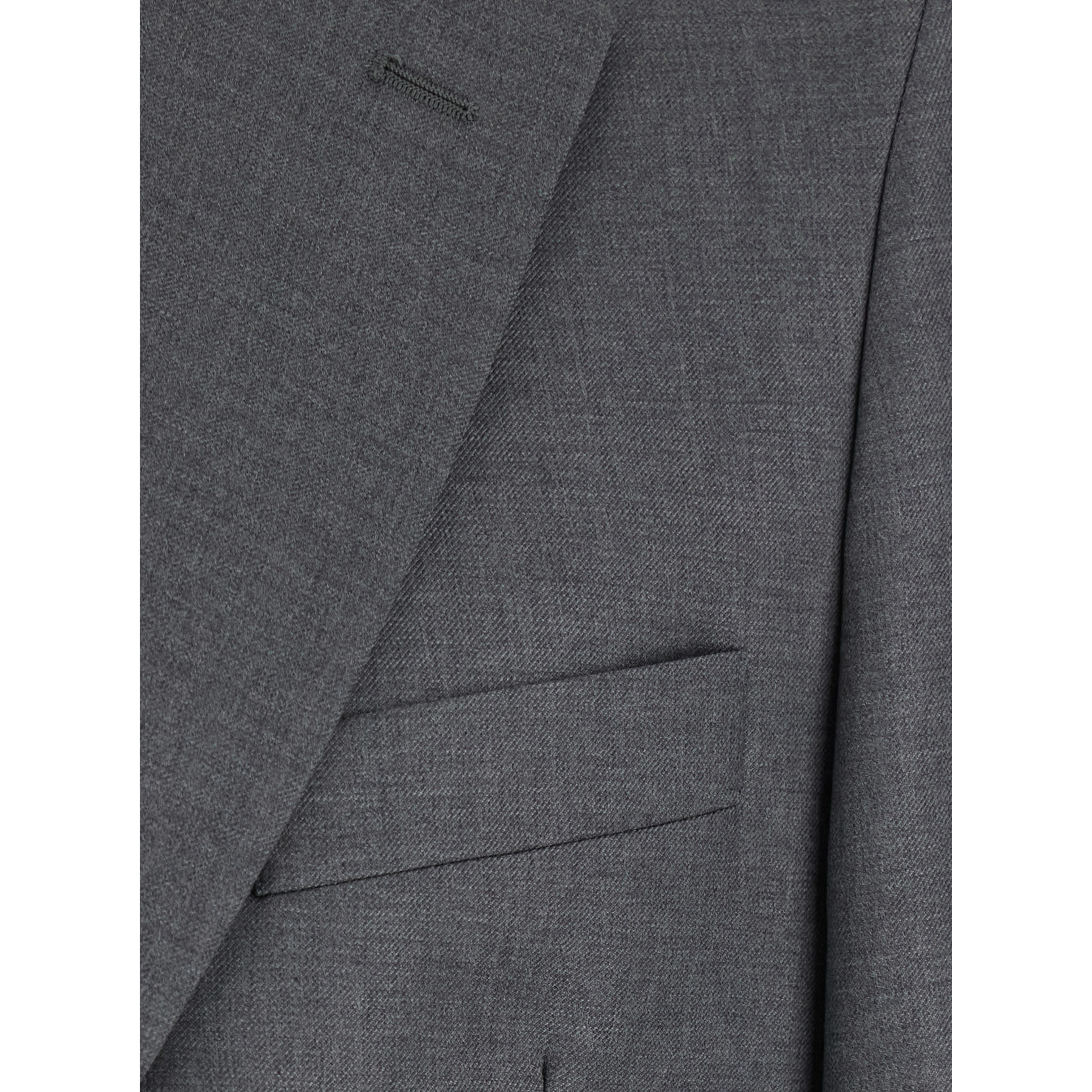 Single-breasted jacket and pants suit with piping and pleats in gray for men