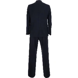 Single-breasted Jacket and Pants with Piping and Pleats in Tech Fabric Blue Men